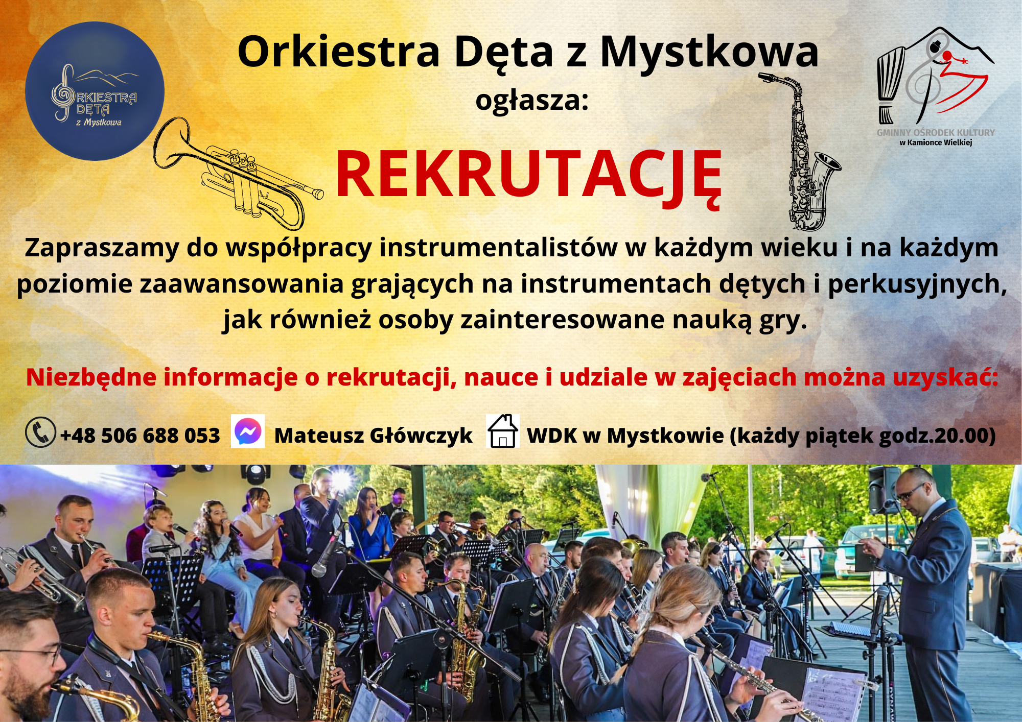 TRWA NABÓR DO ORKIESTRY DĘTEJ Z MYSTKOWA