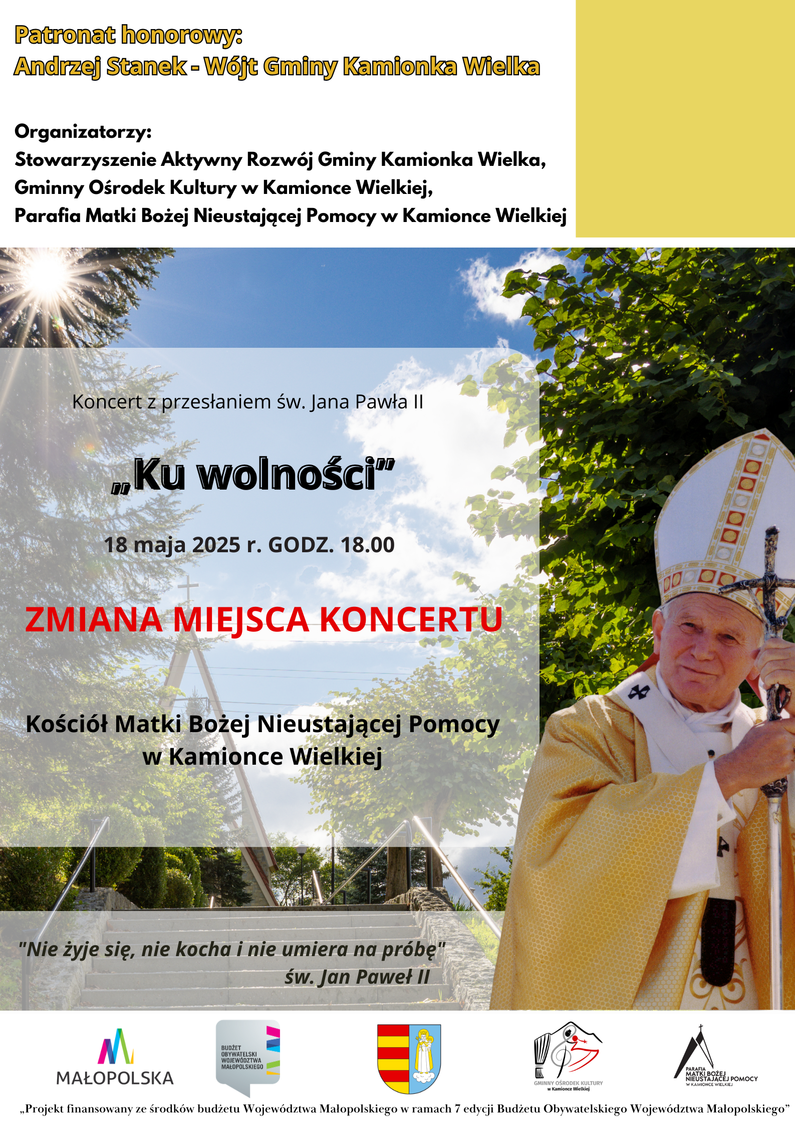 Uwaga! Zmiana miejsca koncertu!