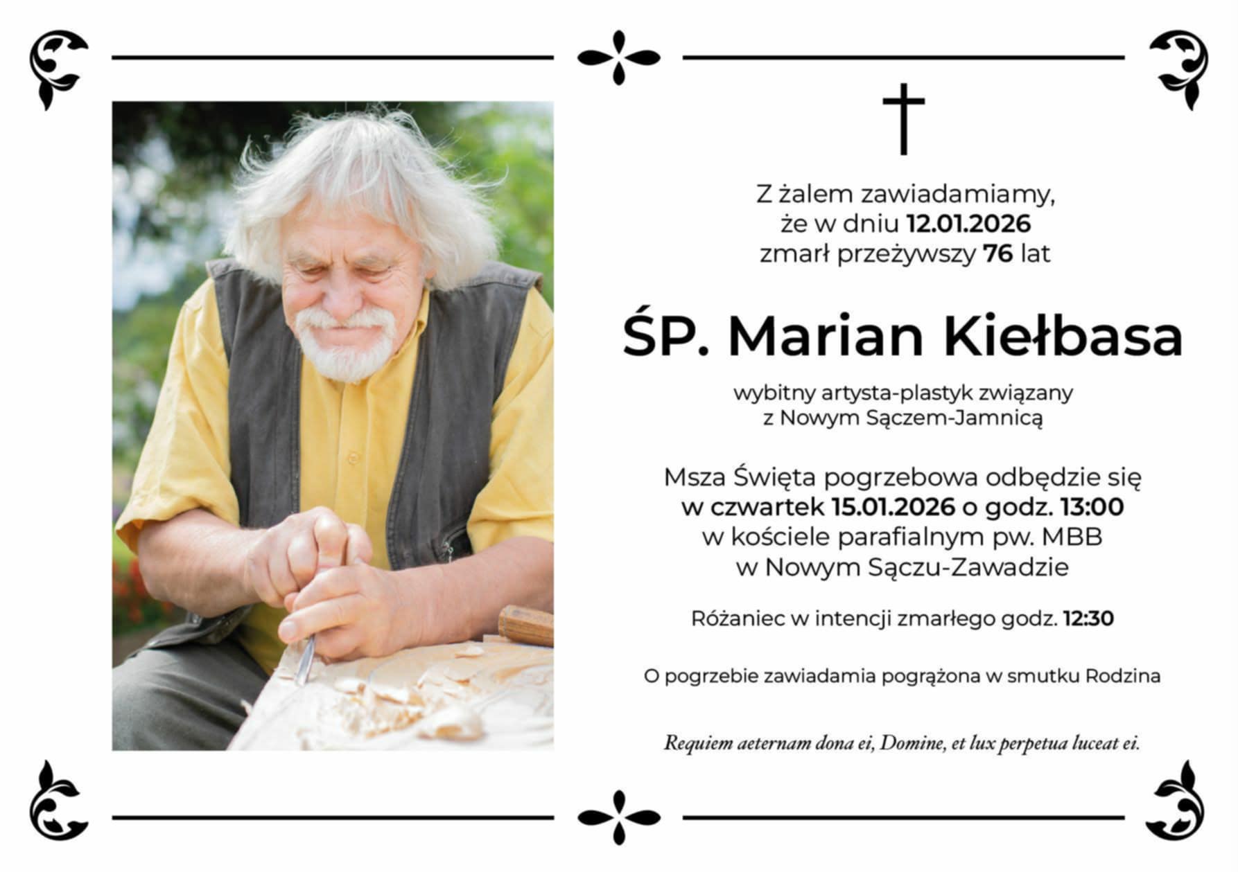 Informacja o uroczystościach pogrzebowych